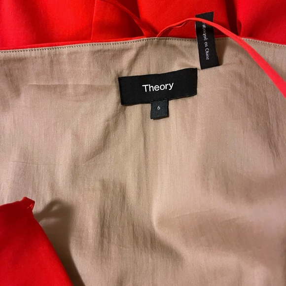 THEORY Red Square Neck Midi Dress Good Cotton NWOT Size 6 - Picture 8 of 9